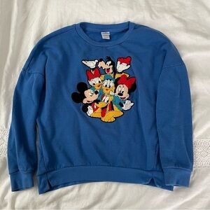 Disney SMALL Mickey and Crew Sweatshirt Blue Tufting